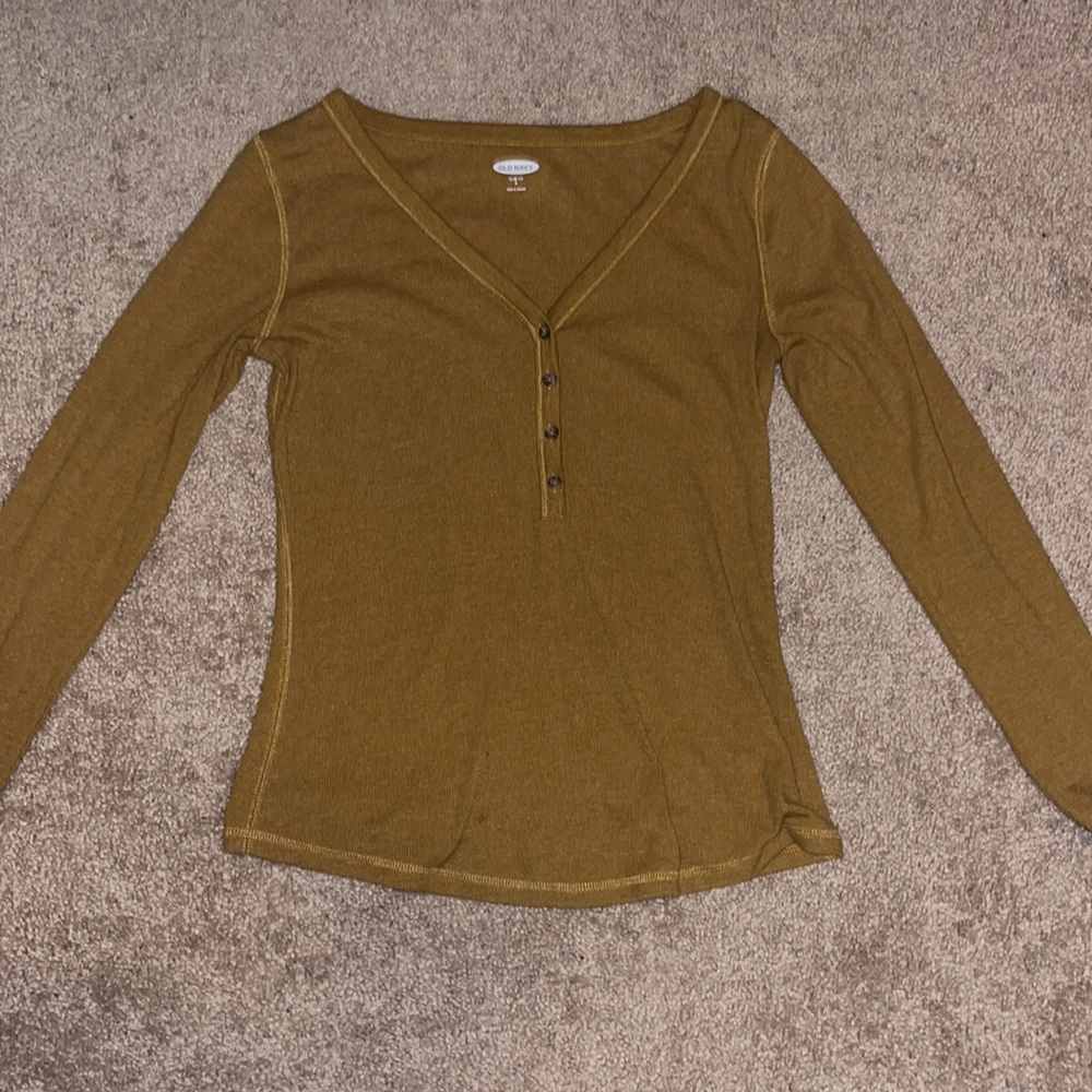 Mustard Henley Long Sleeve Shirt